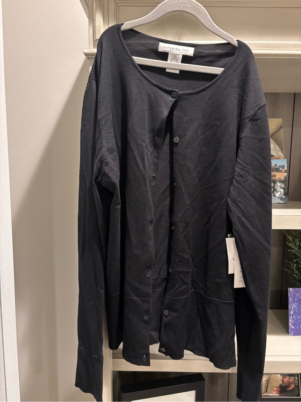 NWT! Black Women's Button Cardigan Sweater, size XL